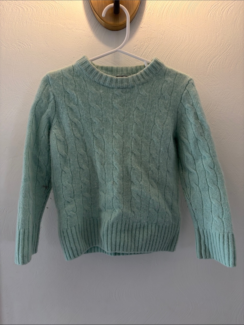 Crewcuts Mint Cable-Knit Crewneck Cashmere Sweater